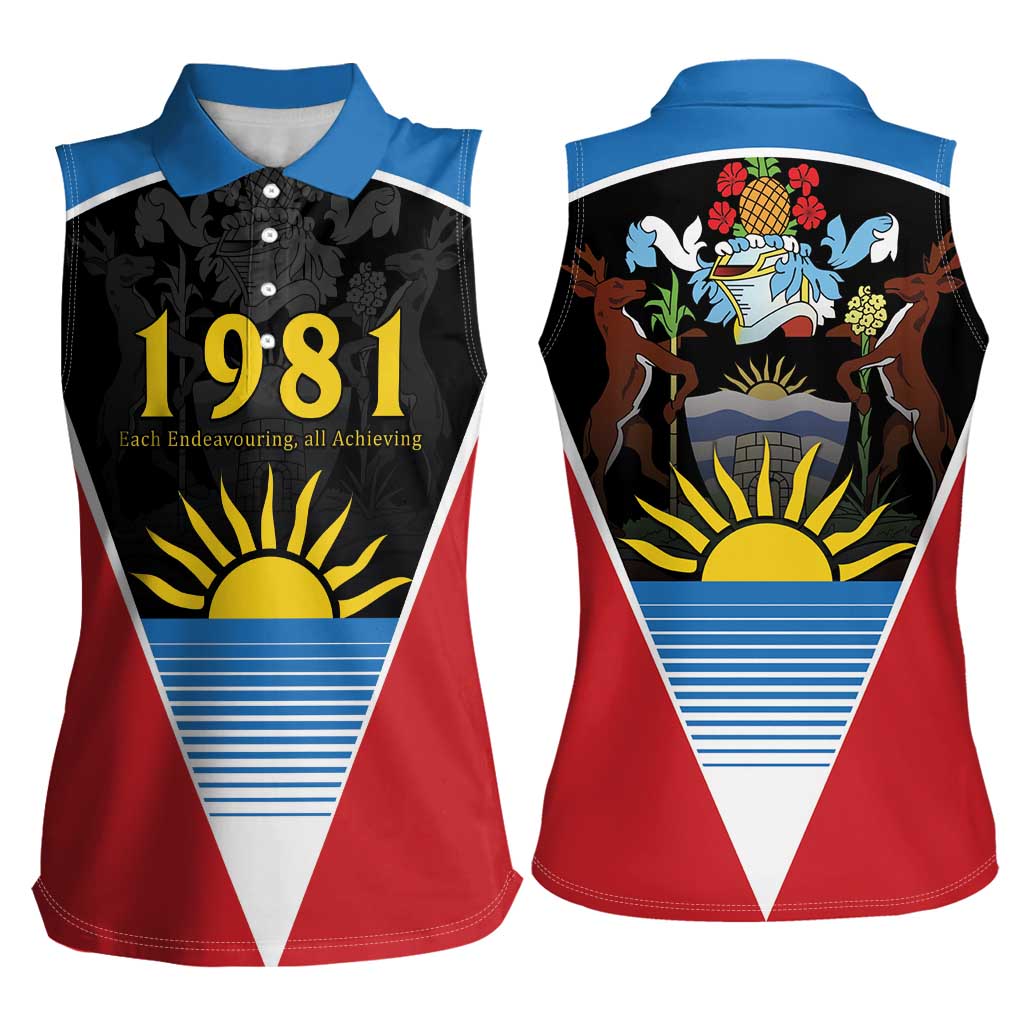 Antigua and Barbuda 1981 Women Sleeveless Polo Shirt Each Endeavouring All Achieving - Wonder Print Shop