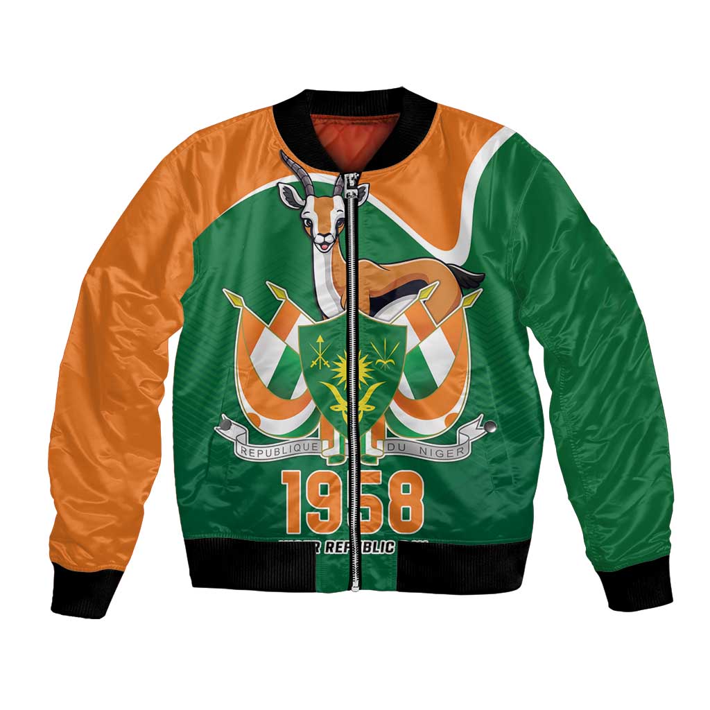 Niger Republic Day Personalized Bomber Jacket Fraternite Travail Progres LT9 - Wonder Print Shop