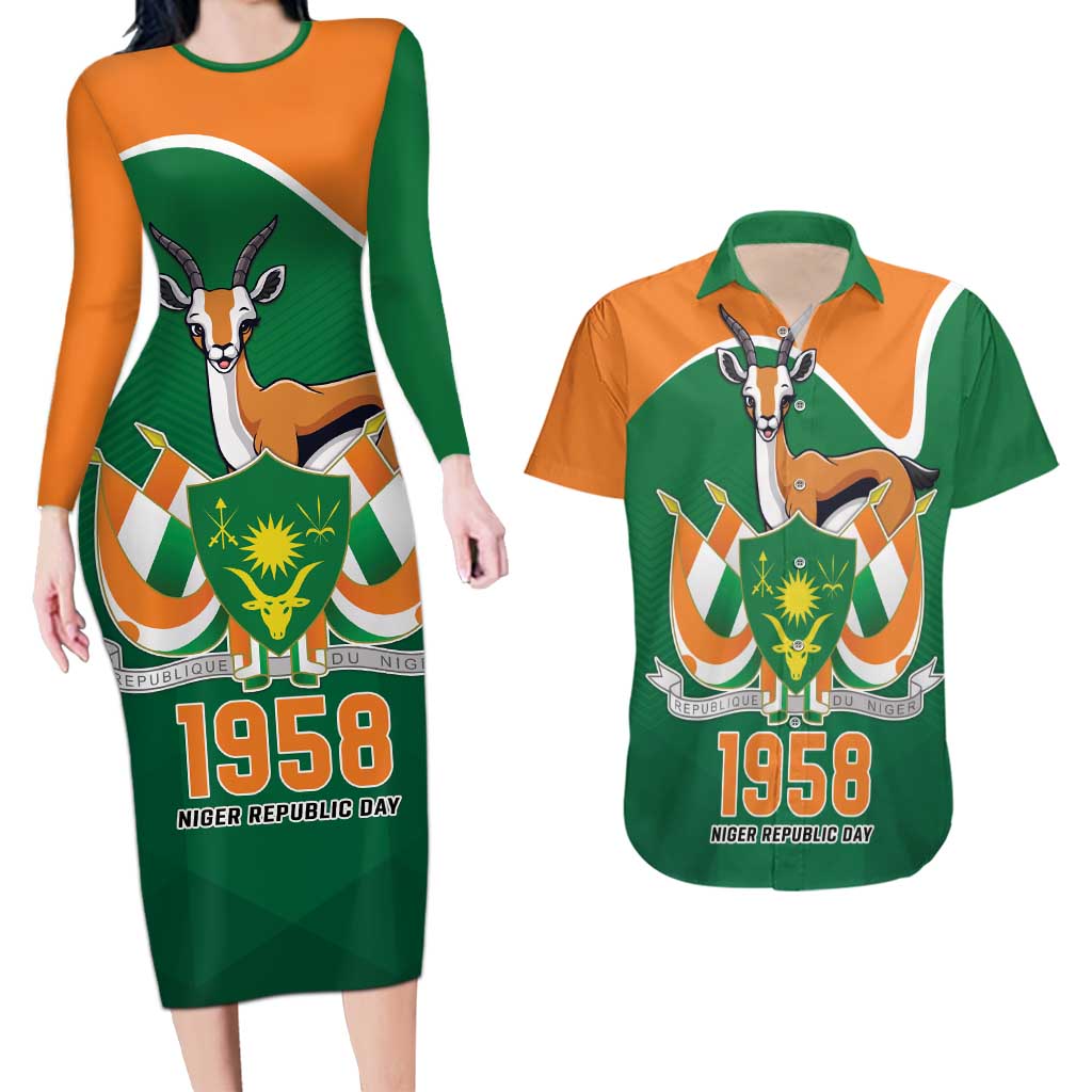 Niger Republic Day Personalized Couples Matching Long Sleeve Bodycon Dress and Hawaiian Shirt Fraternite Travail Progres LT9 - Wonder Print Shop