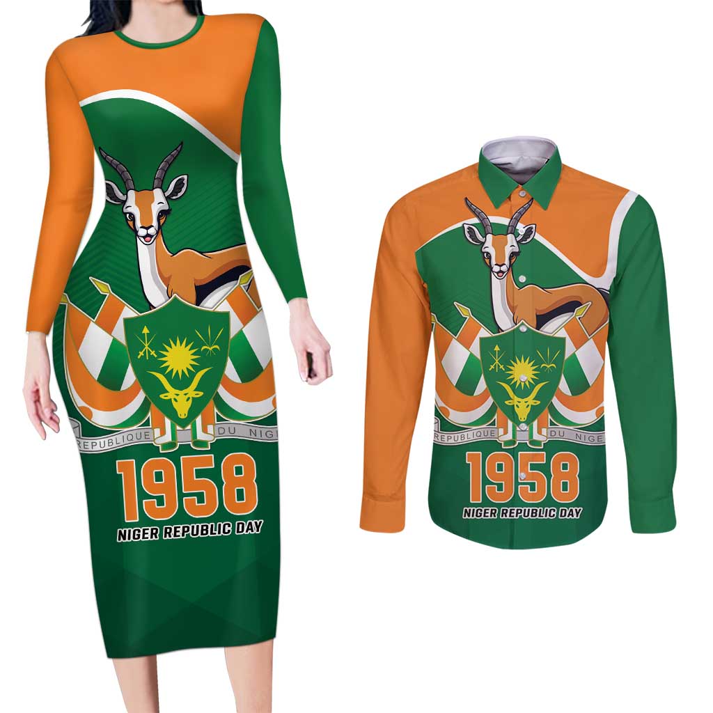 Niger Republic Day Personalized Couples Matching Long Sleeve Bodycon Dress and Long Sleeve Button Shirt Fraternite Travail Progres LT9 - Wonder Print Shop