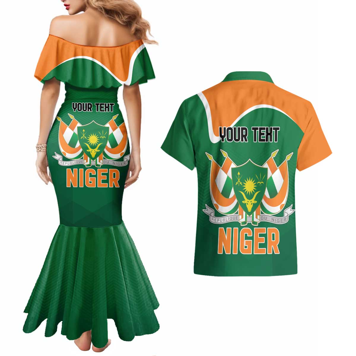 Niger Republic Day Personalized Couples Matching Mermaid Dress and Hawaiian Shirt Fraternite Travail Progres LT9 - Wonder Print Shop
