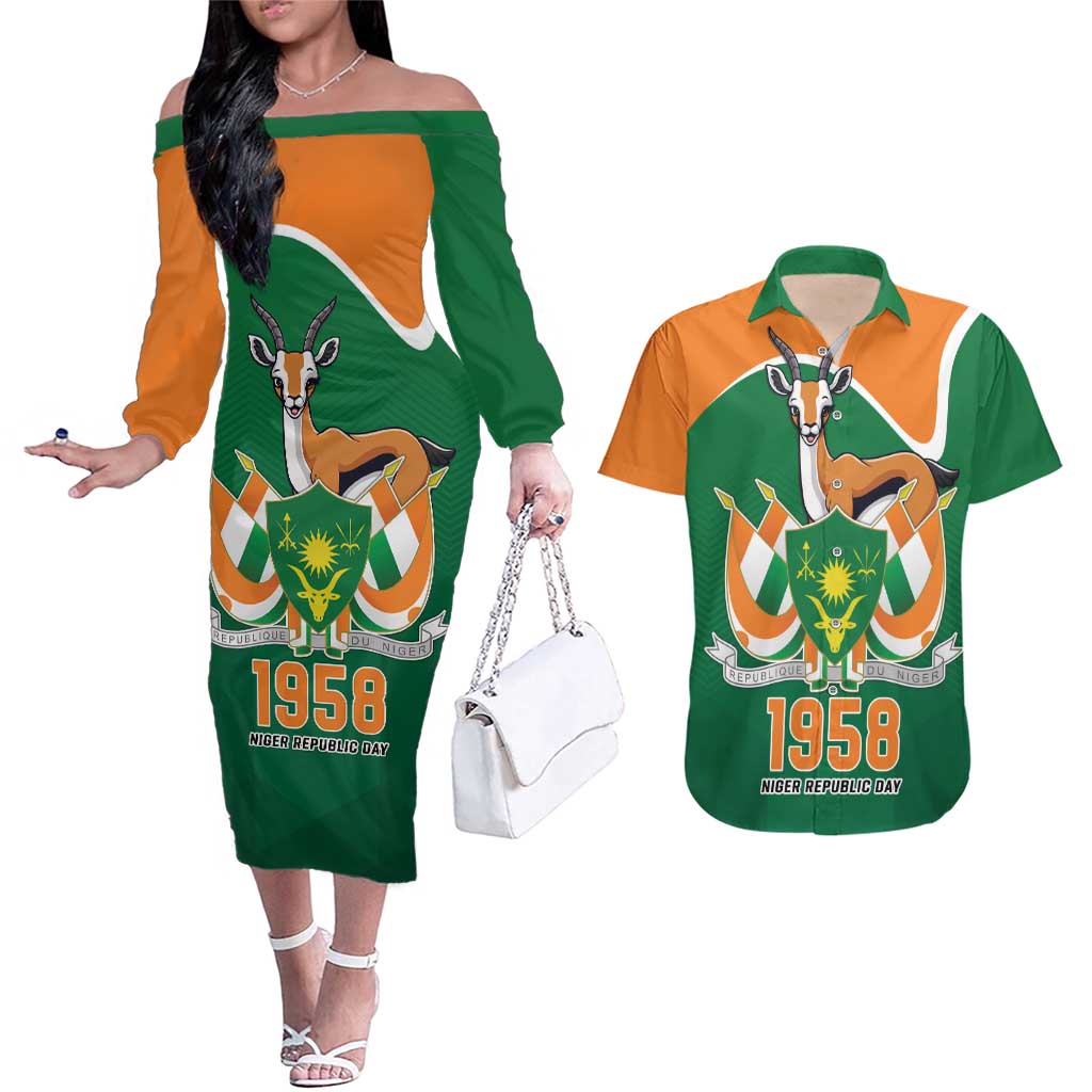 Niger Republic Day Personalized Couples Matching Off The Shoulder Long Sleeve Dress and Hawaiian Shirt Fraternite Travail Progres LT9 - Wonder Print Shop
