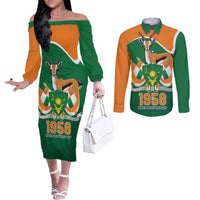 Niger Republic Day Personalized Couples Matching Off The Shoulder Long Sleeve Dress and Long Sleeve Button Shirt Fraternite Travail Progres