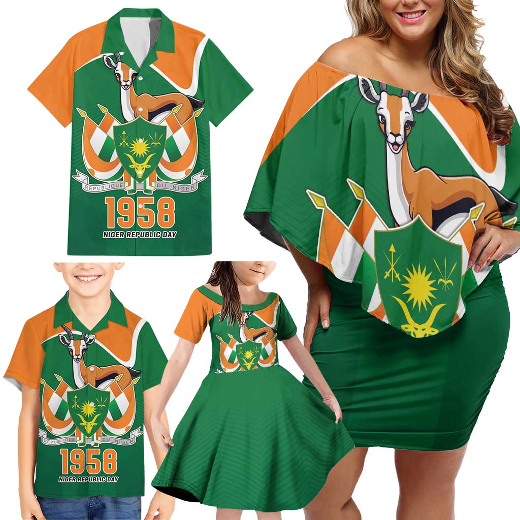 Niger Republic Day Personalized Family Matching Off Shoulder Short Dress and Hawaiian Shirt Fraternite Travail Progres LT9 - Wonder Print Shop