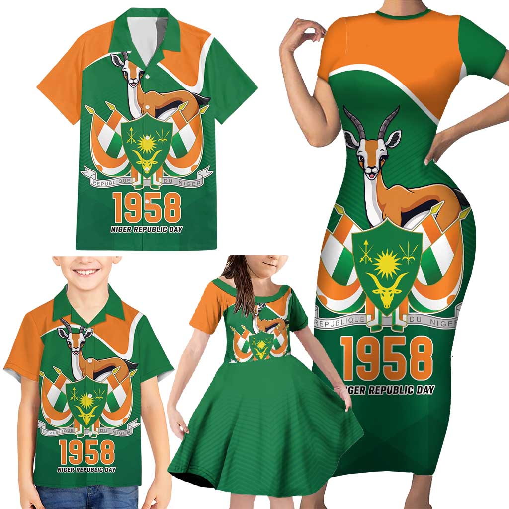 Niger Republic Day Personalized Family Matching Short Sleeve Bodycon Dress and Hawaiian Shirt Fraternite Travail Progres - Wonder Print Shop