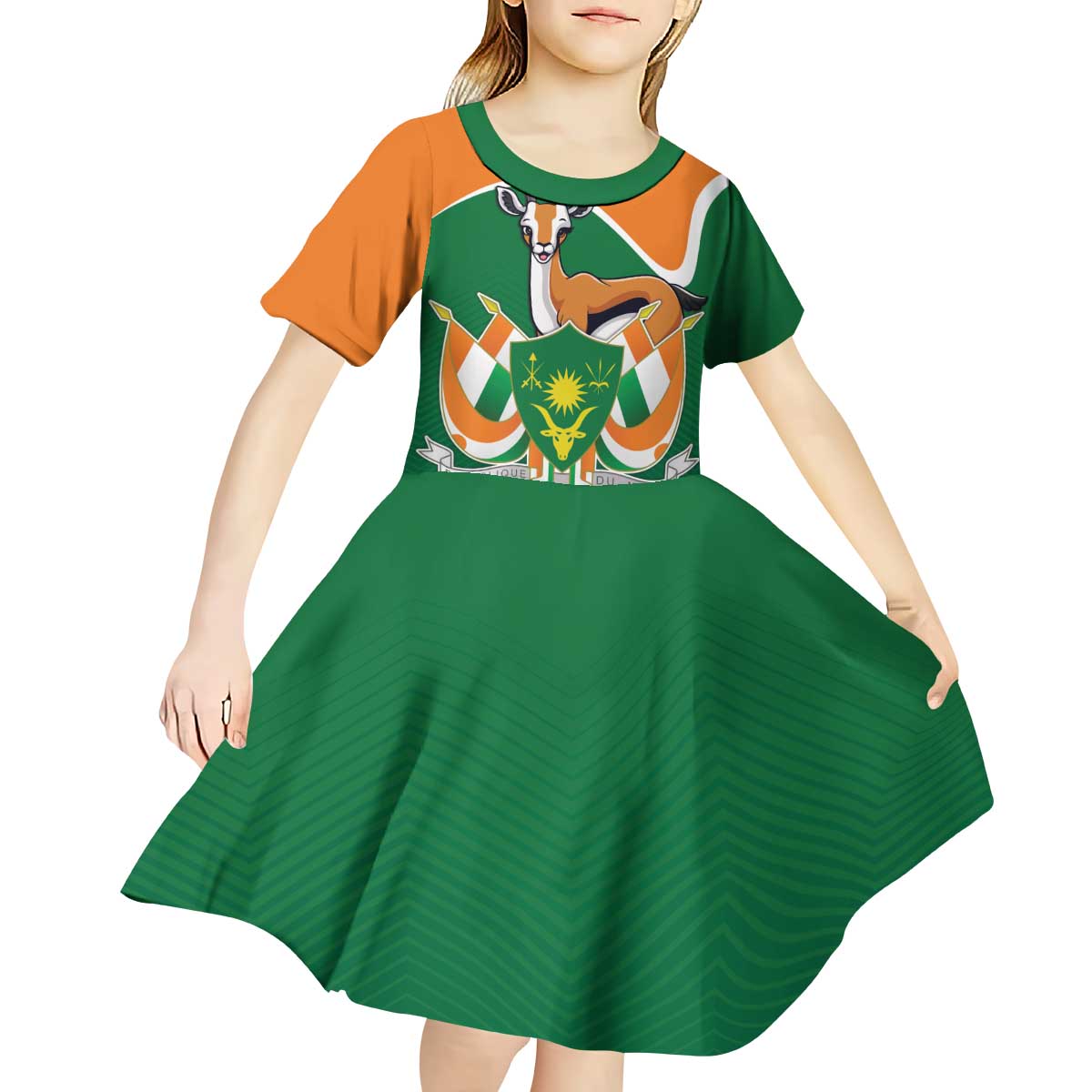 Niger Republic Day Personalized Kid Short Sleeve Dress Fraternite Travail Progres - Wonder Print Shop