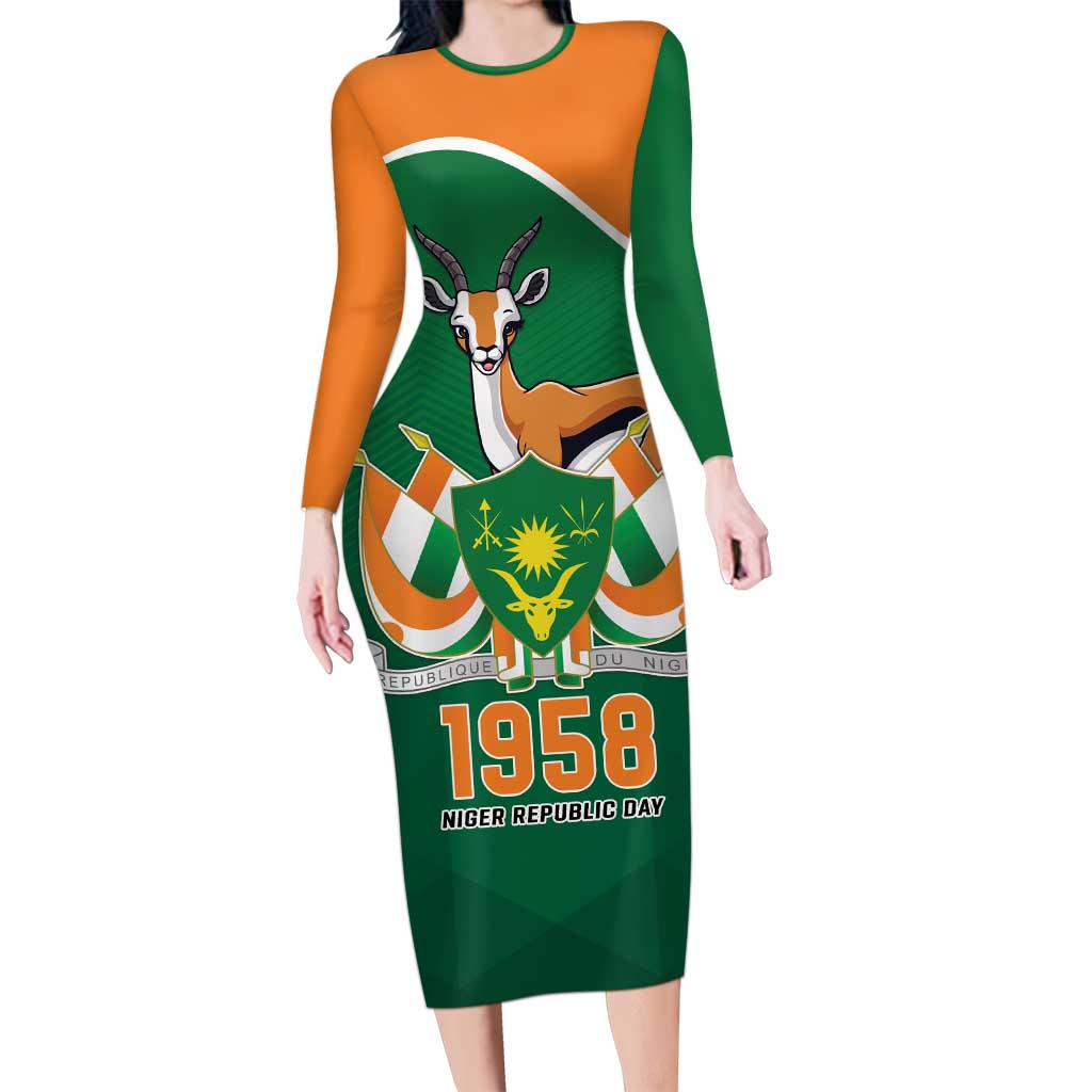 Niger Republic Day Personalized Long Sleeve Bodycon Dress Fraternite Travail Progres - Wonder Print Shop