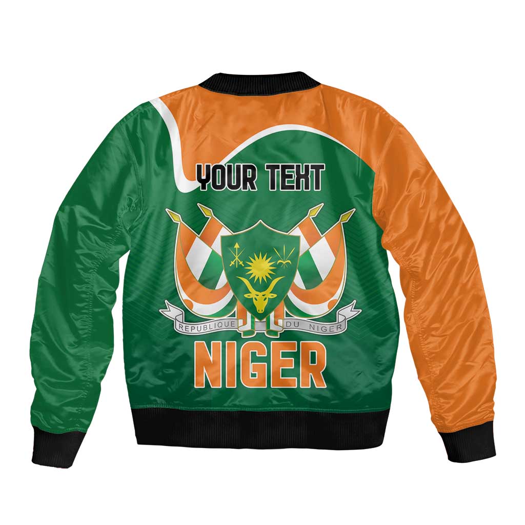 Niger Republic Day Personalized Sleeve Zip Bomber Jacket Fraternite Travail Progres - Wonder Print Shop