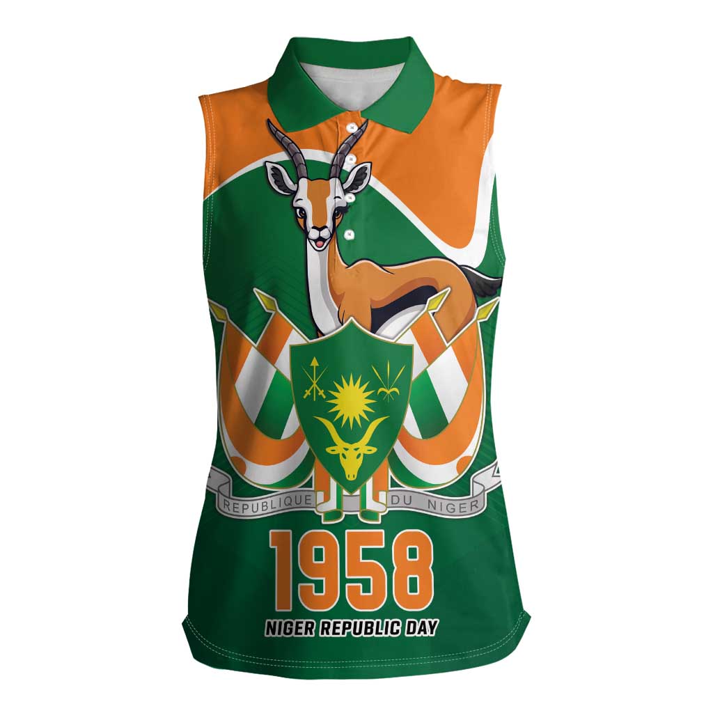 Niger Republic Day Personalized Women Sleeveless Polo Shirt Fraternite Travail Progres - Wonder Print Shop