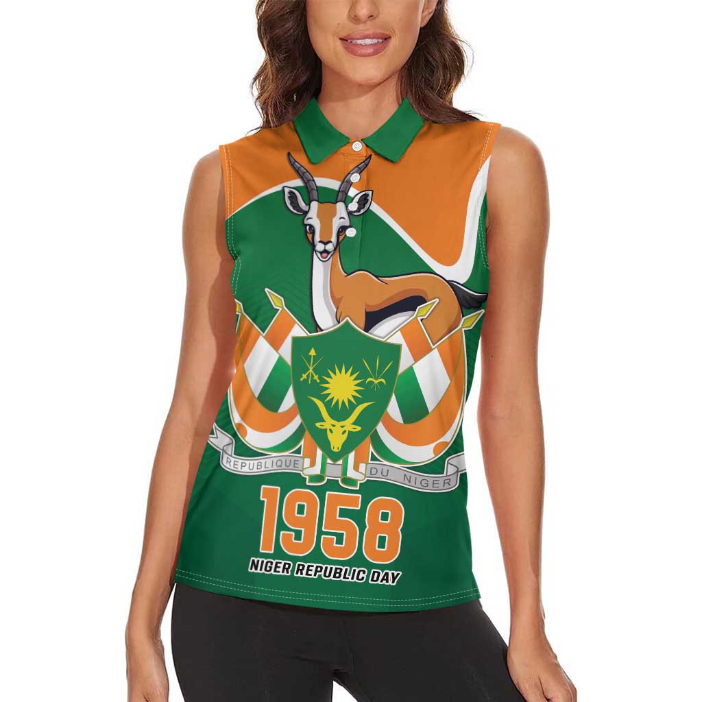Niger Republic Day Personalized Women Sleeveless Polo Shirt Fraternite Travail Progres - Wonder Print Shop
