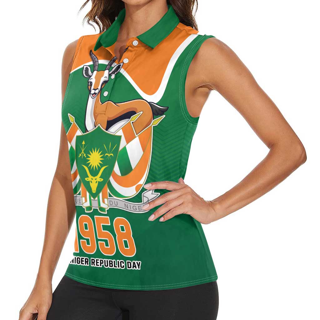 Niger Republic Day Personalized Women Sleeveless Polo Shirt Fraternite Travail Progres - Wonder Print Shop