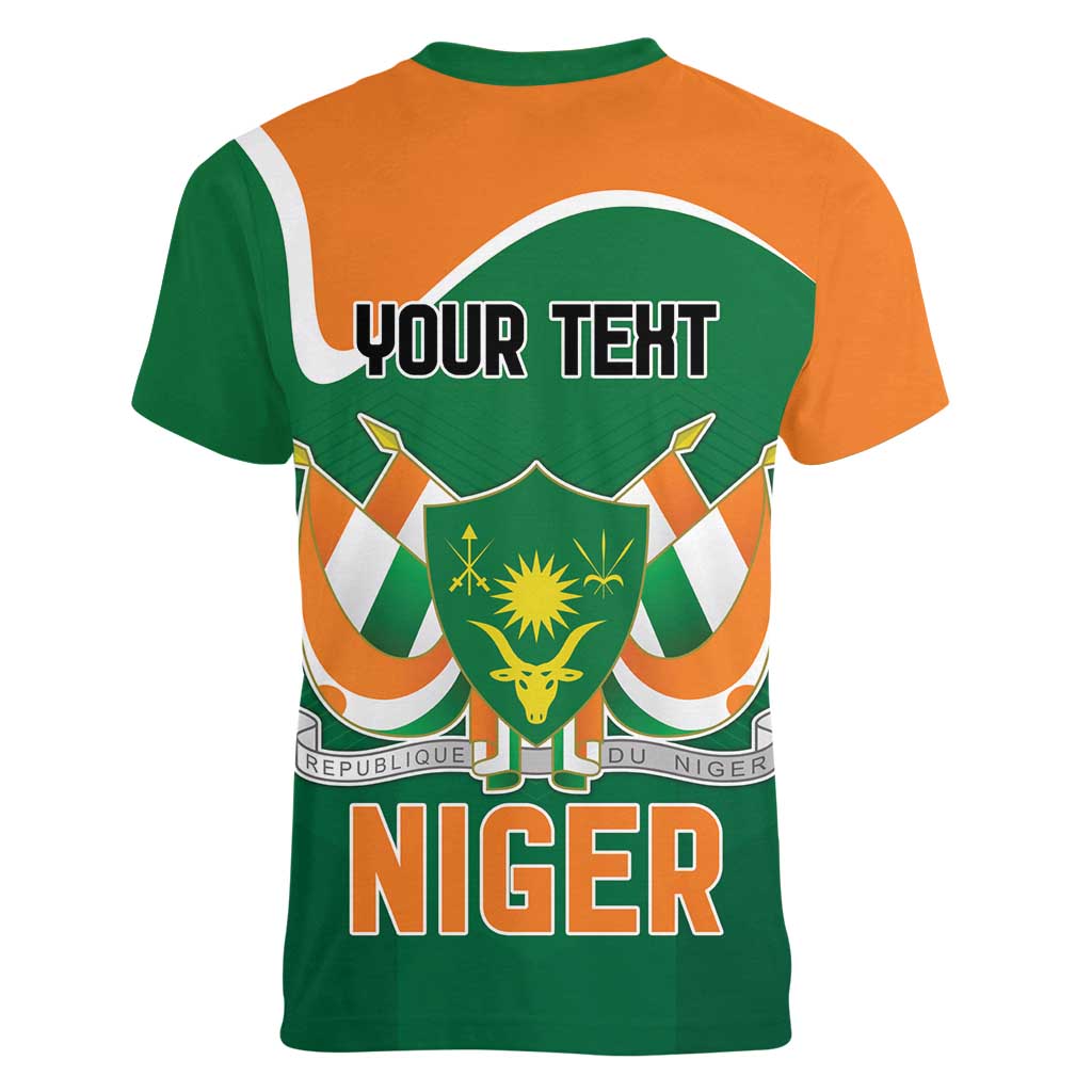 Niger Republic Day Personalized Women V-Neck T-Shirt Fraternite Travail Progres - Wonder Print Shop