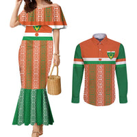 Equipe de Football Du Niger Custom Couples Matching Mermaid Dress and Long Sleeve Button Shirt