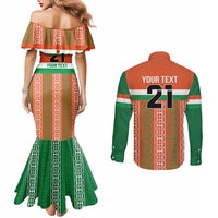 Equipe de Football Du Niger Custom Couples Matching Mermaid Dress and Long Sleeve Button Shirt
