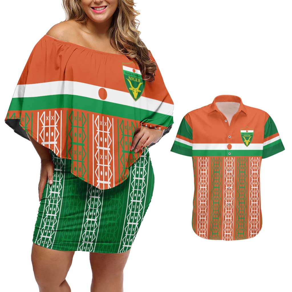 Equipe de Football Du Niger Custom Couples Matching Off Shoulder Short Dress and Hawaiian Shirt LT9 - Wonder Print Shop