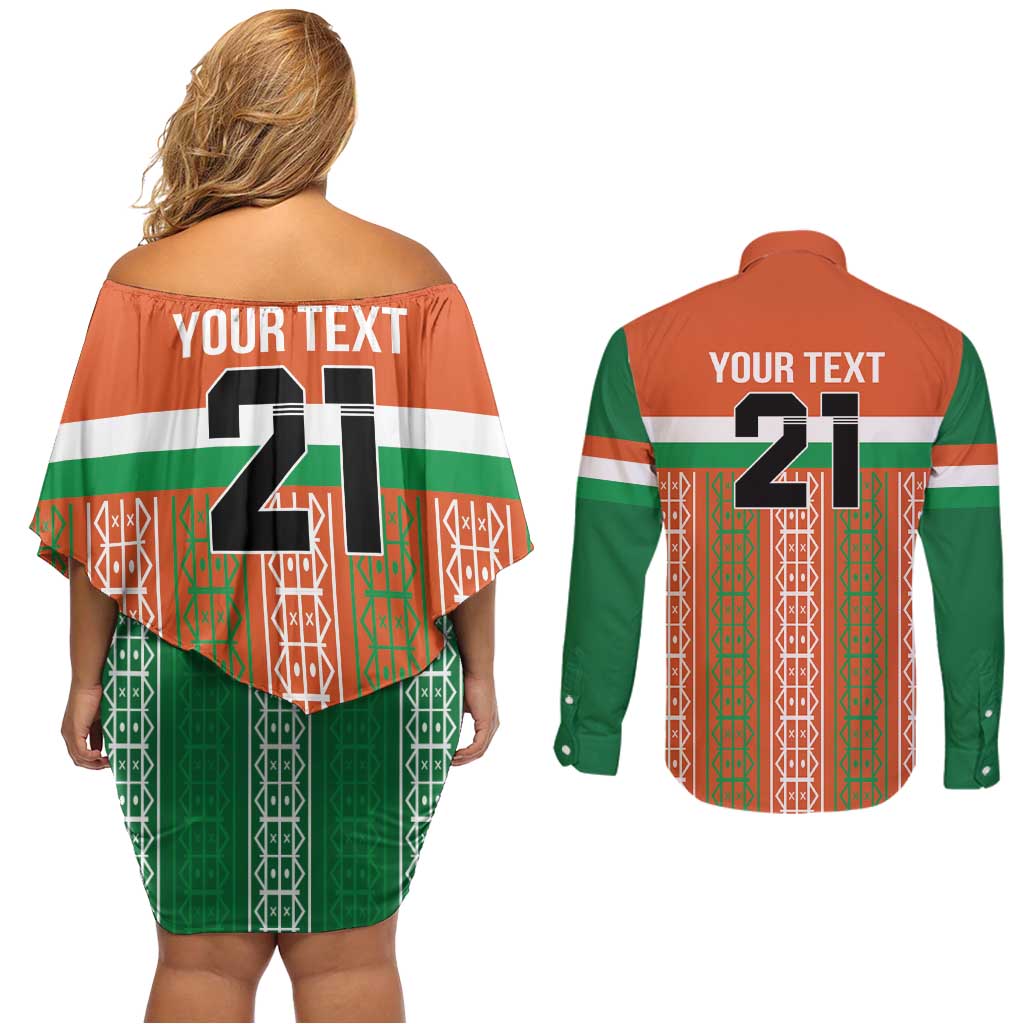 Equipe de Football Du Niger Custom Couples Matching Off Shoulder Short Dress and Long Sleeve Button Shirt LT9 - Wonder Print Shop