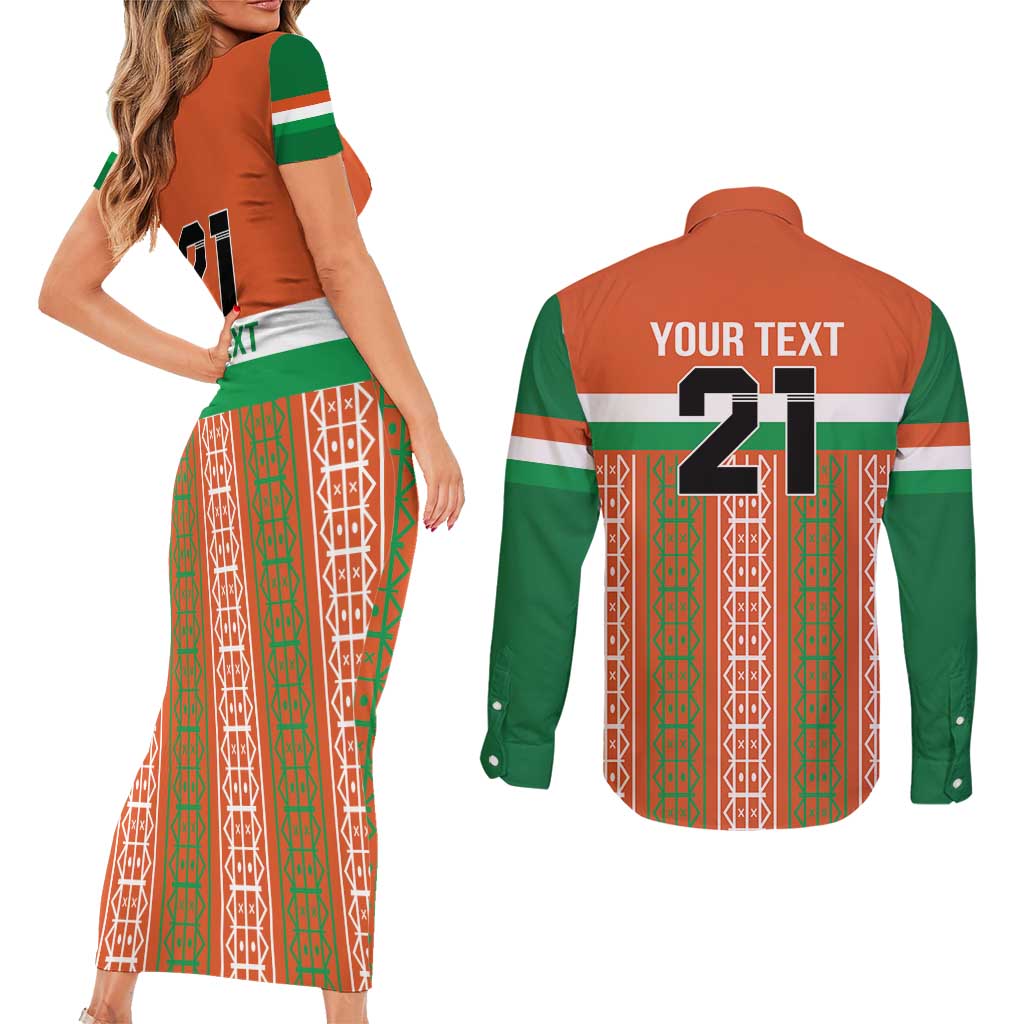 Equipe de Football Du Niger Custom Couples Matching Short Sleeve Bodycon Dress and Long Sleeve Button Shirt LT9 - Wonder Print Shop