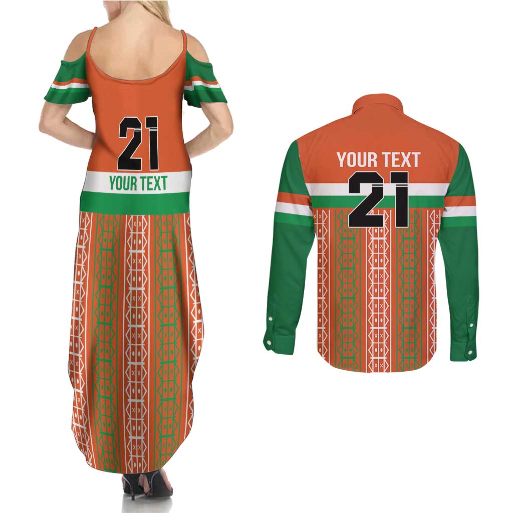 Equipe de Football Du Niger Custom Couples Matching Summer Maxi Dress and Long Sleeve Button Shirt LT9 - Wonder Print Shop