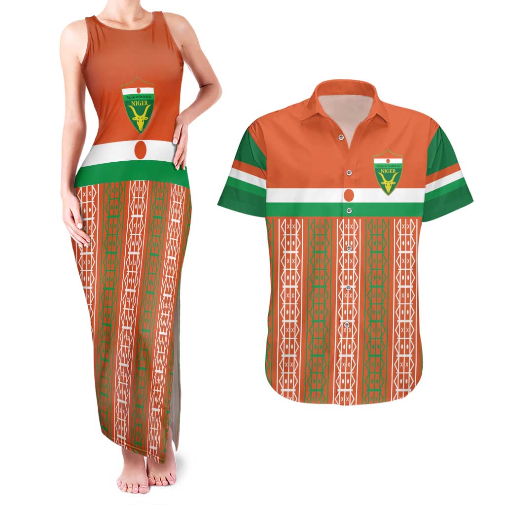 Equipe de Football Du Niger Custom Couples Matching Tank Maxi Dress and Hawaiian Shirt LT9 - Wonder Print Shop