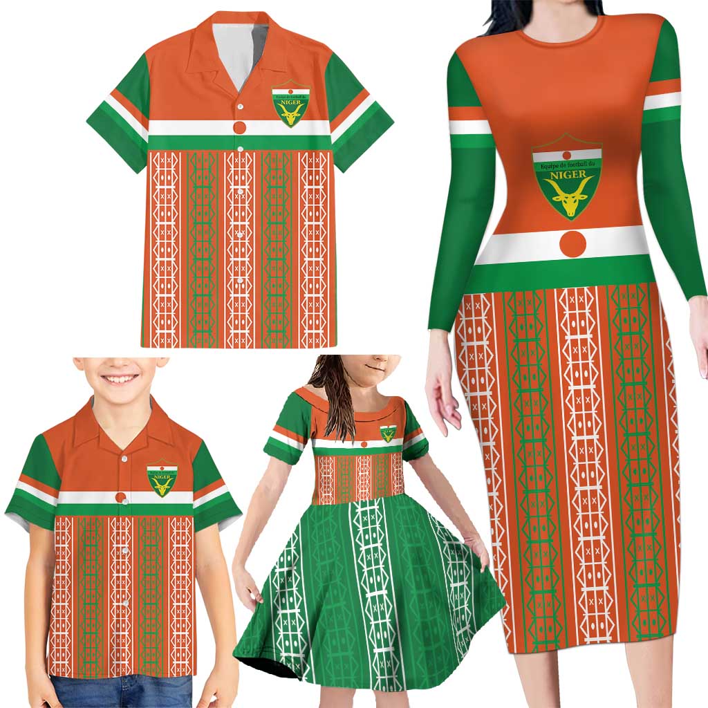 Equipe de Football Du Niger Custom Family Matching Long Sleeve Bodycon Dress and Hawaiian Shirt LT9 - Wonder Print Shop