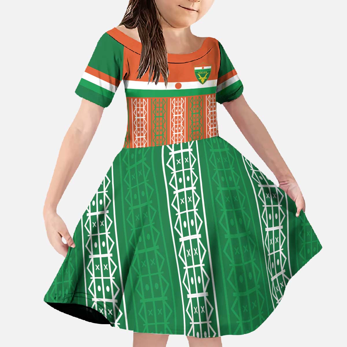 Equipe de Football Du Niger Custom Family Matching Off The Shoulder Long Sleeve Dress and Hawaiian Shirt - Wonder Print Shop