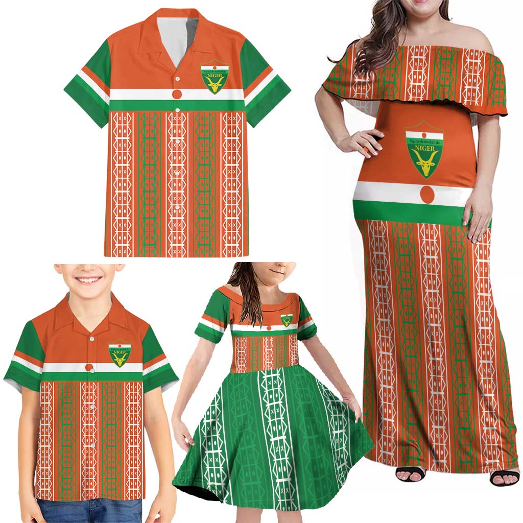 Equipe de Football Du Niger Custom Family Matching Off Shoulder Maxi Dress and Hawaiian Shirt LT9 - Wonder Print Shop