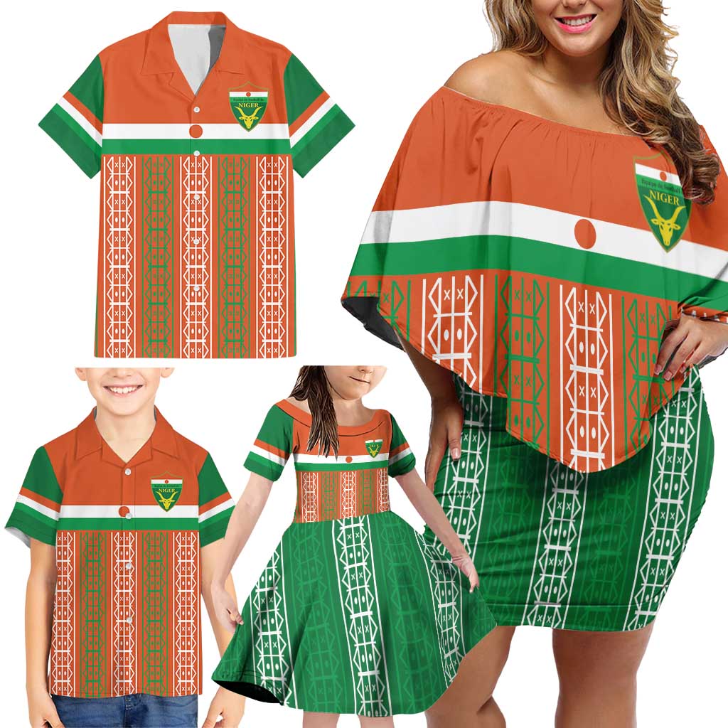 Equipe de Football Du Niger Custom Family Matching Off Shoulder Short Dress and Hawaiian Shirt LT9 - Wonder Print Shop