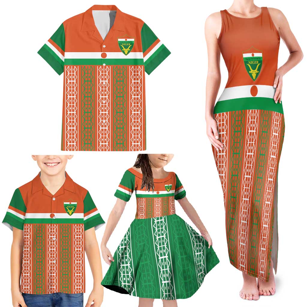 Equipe de Football Du Niger Custom Family Matching Tank Maxi Dress and Hawaiian Shirt - Wonder Print Shop