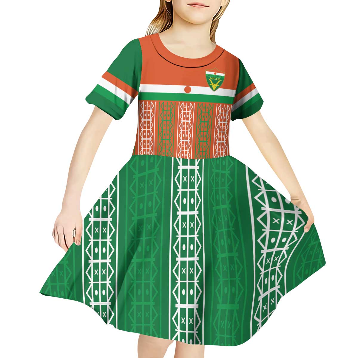 Equipe de Football Du Niger Custom Kid Short Sleeve Dress - Wonder Print Shop