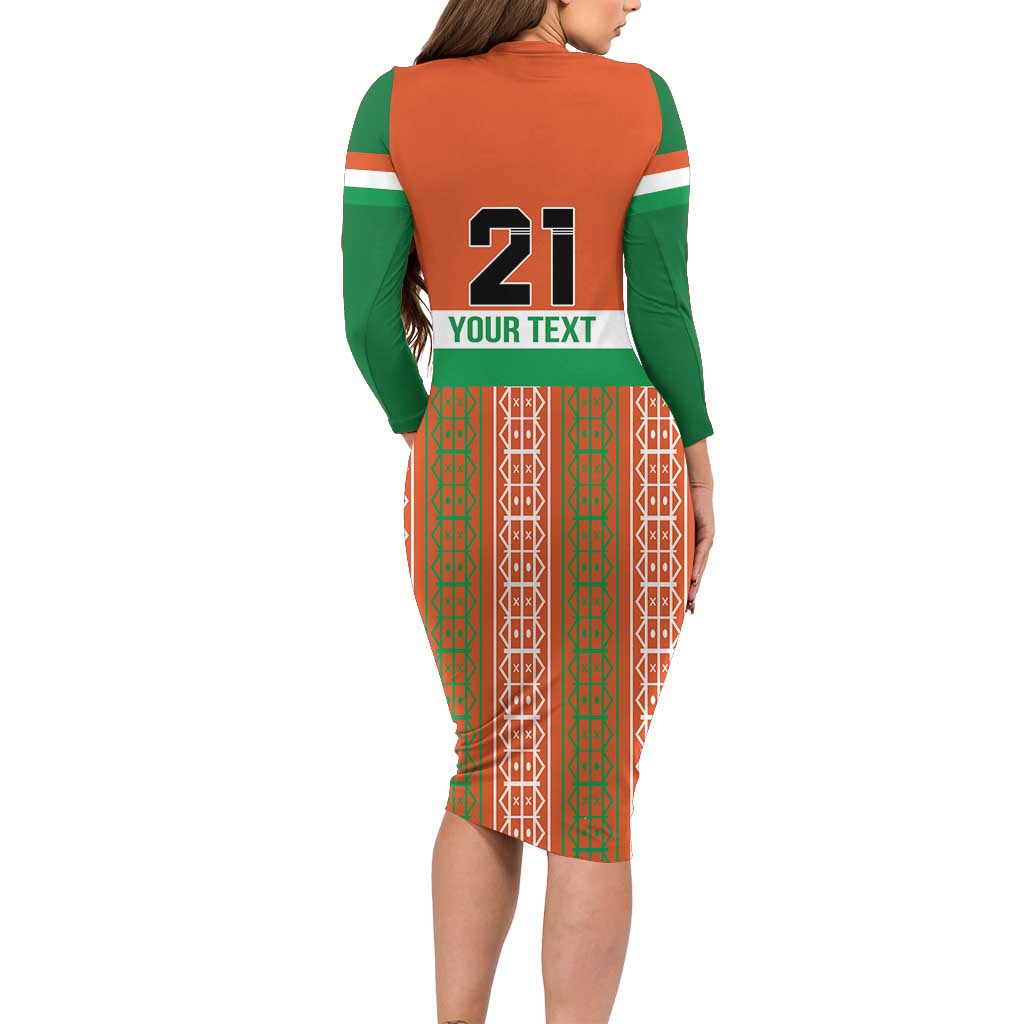 Equipe de Football Du Niger Custom Long Sleeve Bodycon Dress - Wonder Print Shop