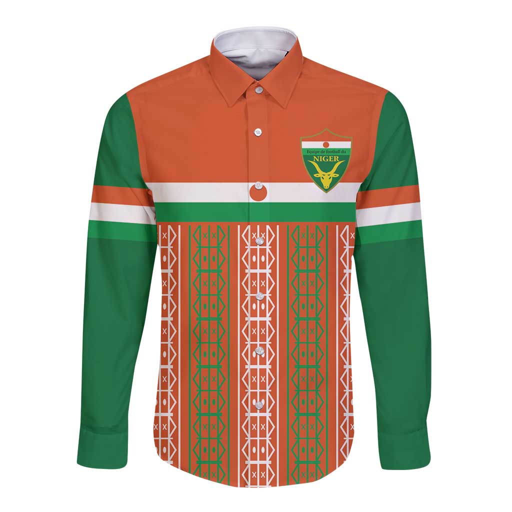 Equipe de Football Du Niger Custom Long Sleeve Button Shirt - Wonder Print Shop