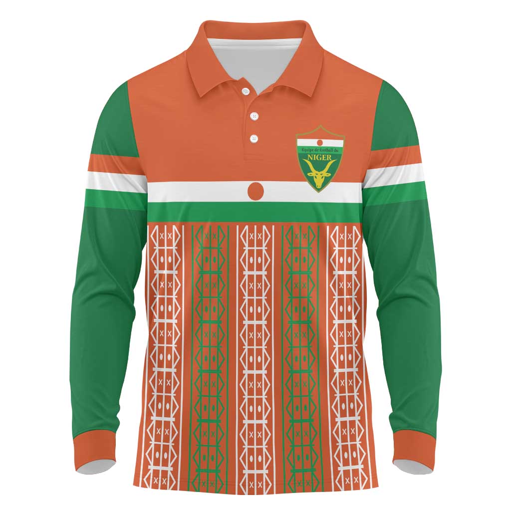 Equipe de Football Du Niger Custom Long Sleeve Polo Shirt - Wonder Print Shop