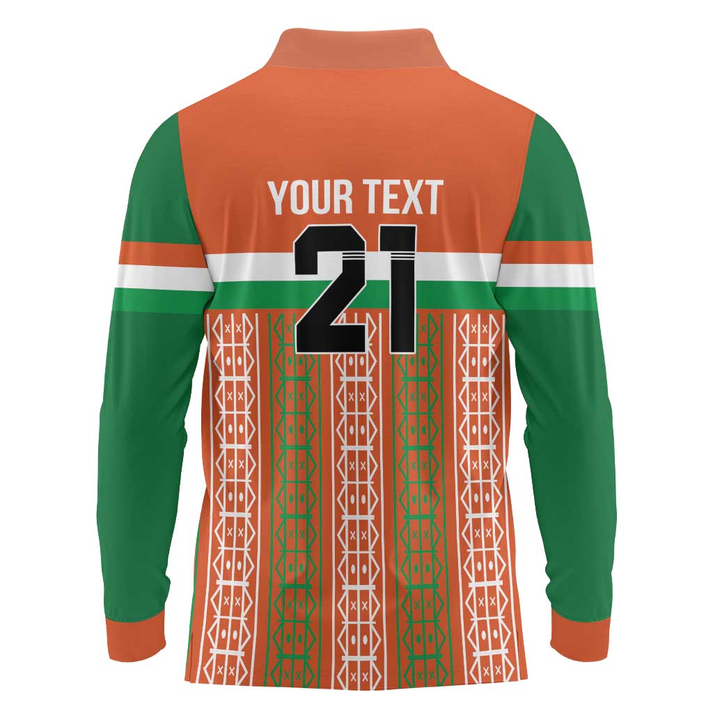 Equipe de Football Du Niger Custom Long Sleeve Polo Shirt - Wonder Print Shop