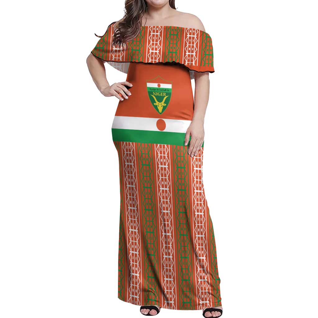 Equipe de Football Du Niger Custom Off Shoulder Maxi Dress - Wonder Print Shop