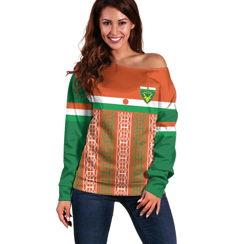 Equipe de Football Du Niger Custom Off Shoulder Sweater - Wonder Print Shop