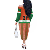 Equipe de Football Du Niger Custom Off The Shoulder Long Sleeve Dress - Wonder Print Shop