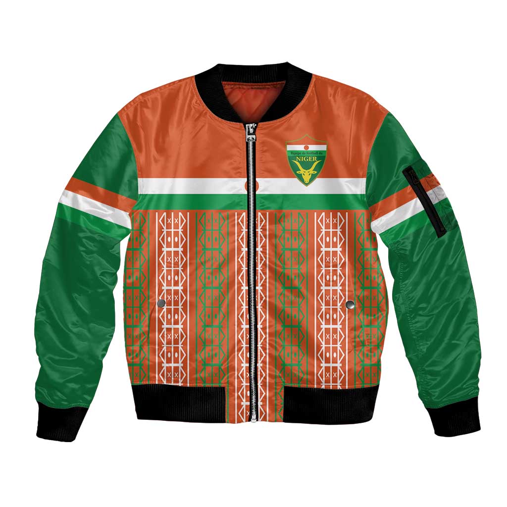 Equipe de Football Du Niger Custom Sleeve Zip Bomber Jacket - Wonder Print Shop