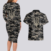 Glory to Ukraine Couples Matching Long Sleeve Bodycon Dress and Hawaiian Shirt Glory to the Heroes