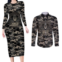 Glory to Ukraine Couples Matching Long Sleeve Bodycon Dress and Long Sleeve Button Shirt Glory to the Heroes