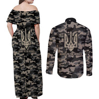 Glory to Ukraine Couples Matching Off Shoulder Maxi Dress and Long Sleeve Button Shirt Glory to the Heroes