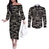 Glory to Ukraine Couples Matching Off The Shoulder Long Sleeve Dress and Long Sleeve Button Shirt Glory to the Heroes