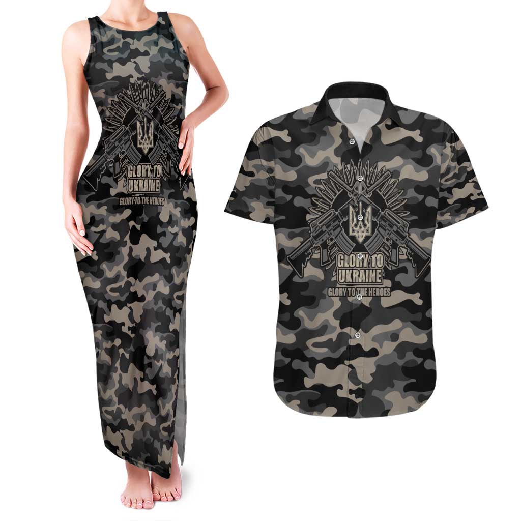 Glory to Ukraine Couples Matching Tank Maxi Dress and Hawaiian Shirt Glory to the Heroes