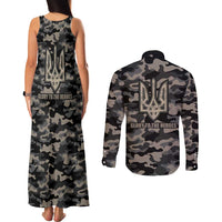 Glory to Ukraine Couples Matching Tank Maxi Dress and Long Sleeve Button Shirt Glory to the Heroes