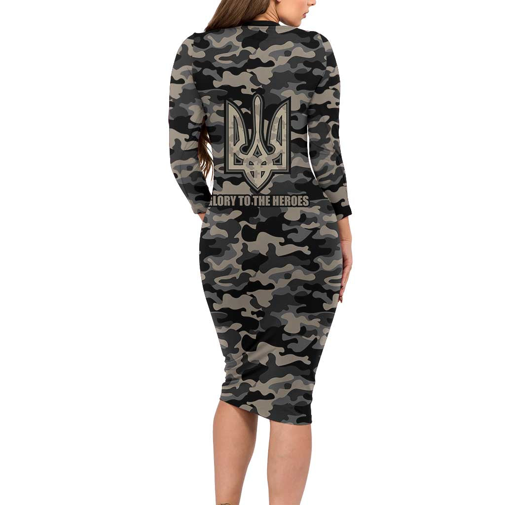 Glory to Ukraine Family Matching Long Sleeve Bodycon Dress and Hawaiian Shirt Glory to the Heroes