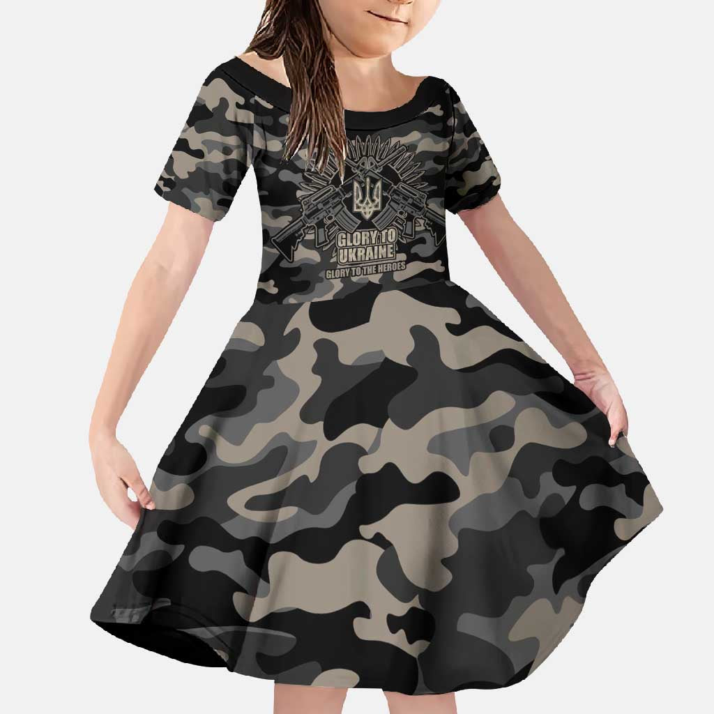 Glory to Ukraine Family Matching Off Shoulder Maxi Dress and Hawaiian Shirt Glory to the Heroes