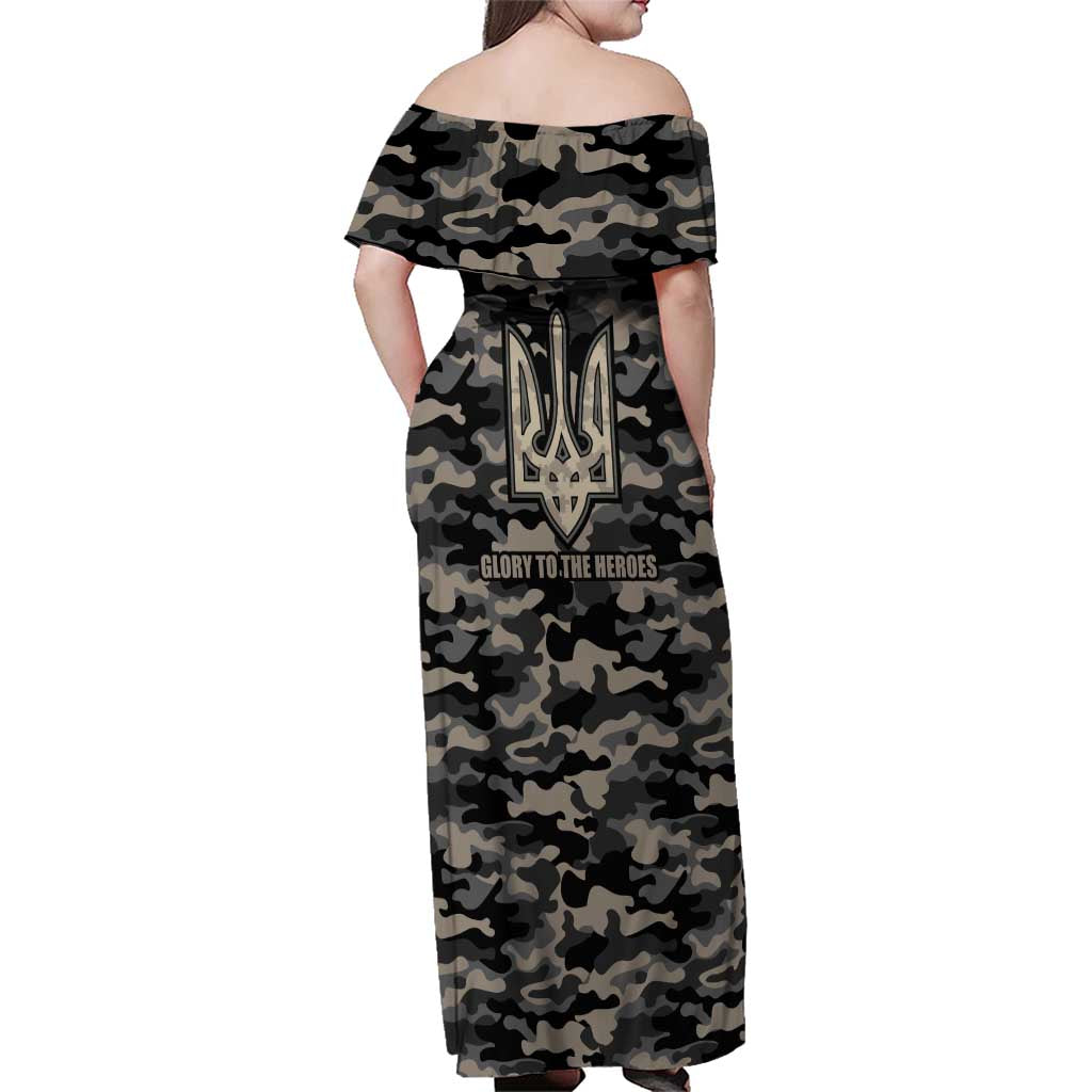 Glory to Ukraine Family Matching Off Shoulder Maxi Dress and Hawaiian Shirt Glory to the Heroes