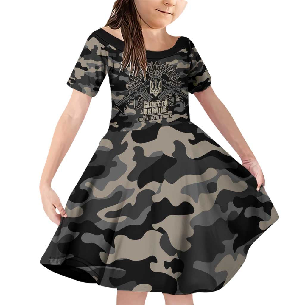 Glory to Ukraine Family Matching Off Shoulder Short Dress and Hawaiian Shirt Glory to the Heroes