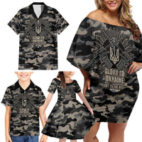 Glory to Ukraine Family Matching Off Shoulder Short Dress and Hawaiian Shirt Glory to the Heroes