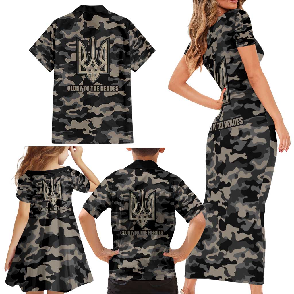 Glory to Ukraine Family Matching Short Sleeve Bodycon Dress and Hawaiian Shirt Glory to the Heroes