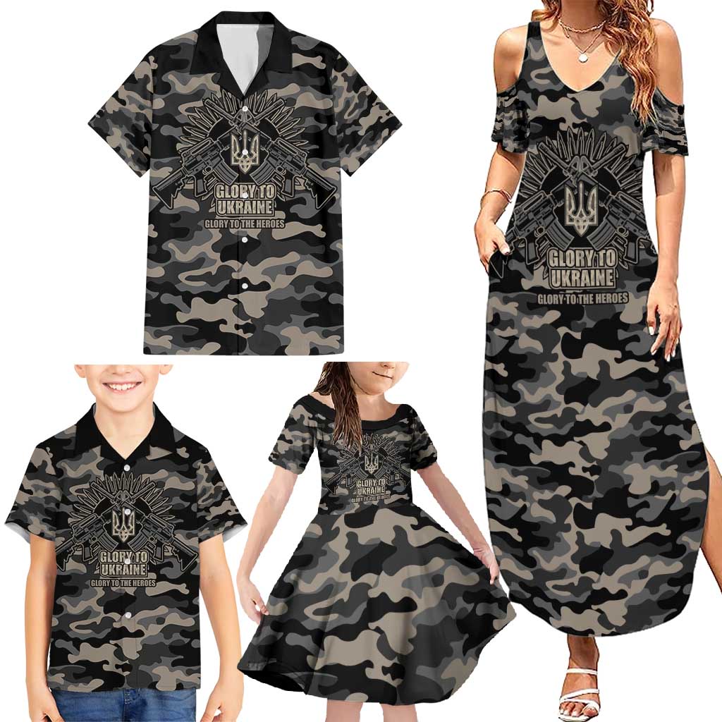 Glory to Ukraine Family Matching Summer Maxi Dress and Hawaiian Shirt Glory to the Heroes